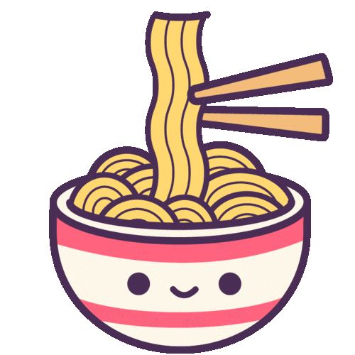 A happy bowl of ramen blinking